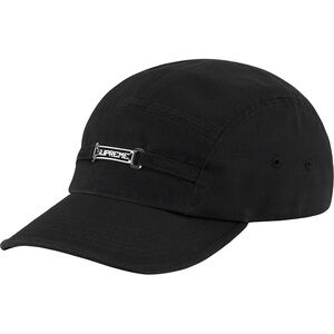 Supreme Black Five-Panel Name Plate Camp Cap.